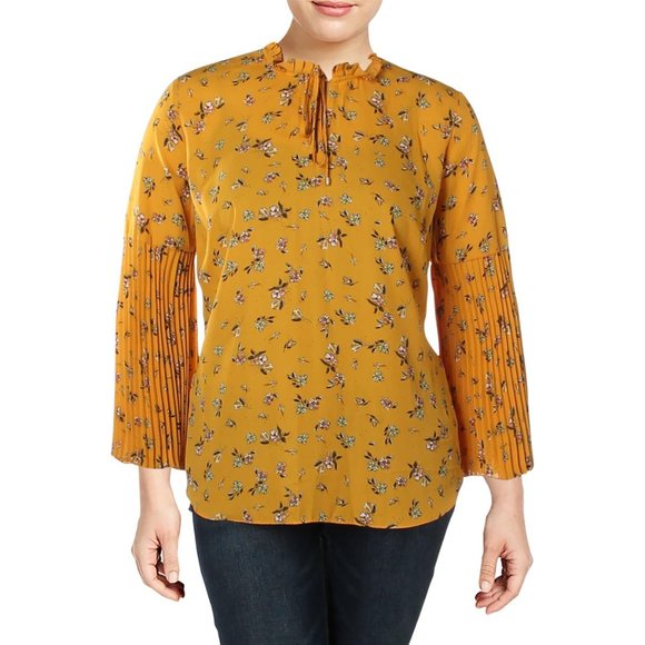Lauren Ralph Lauren Tops - Lauren Ralph Lauren Mustard Yellow Floral Blouse